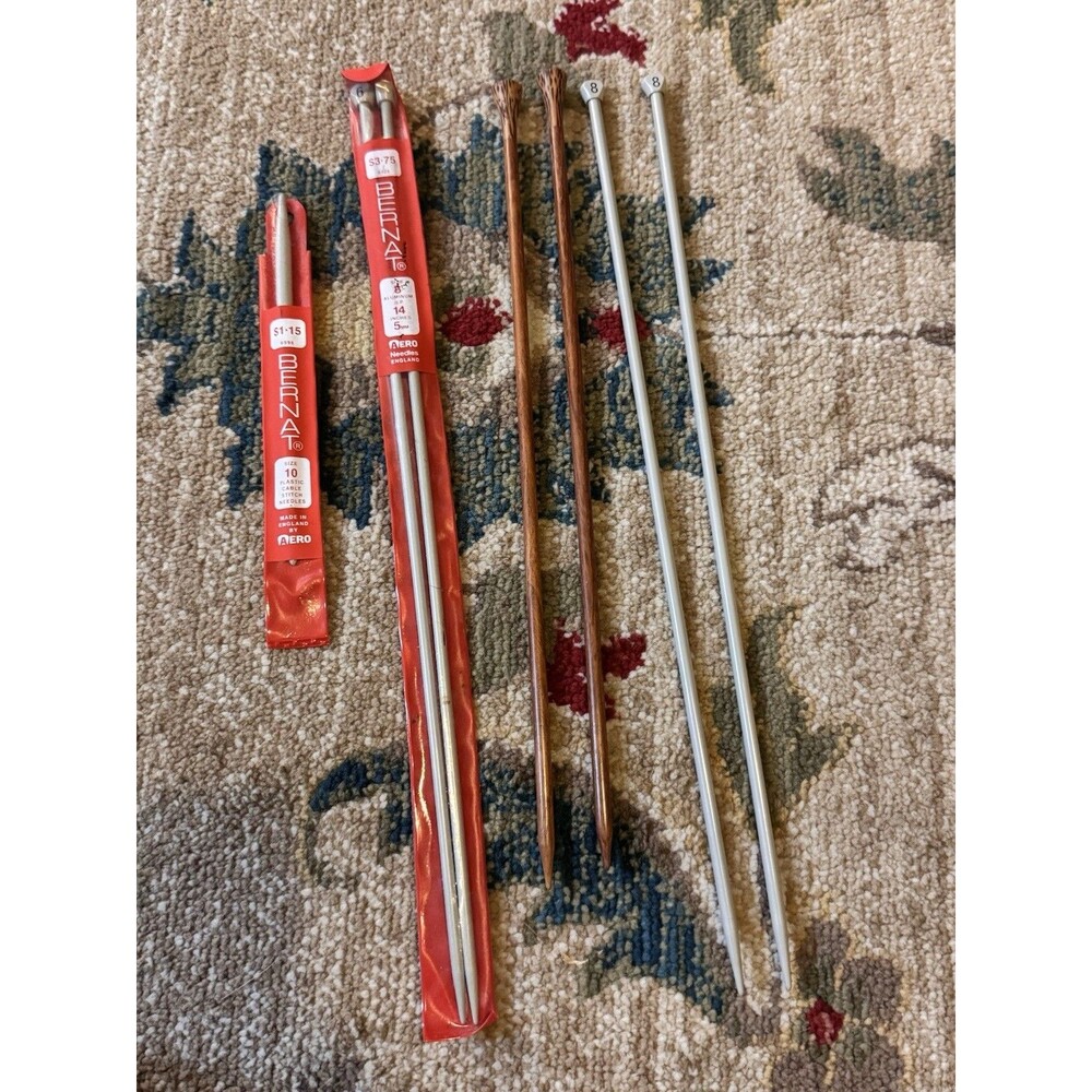 VTG Aero Bernat Knitting Needles - Lantern Moon Rosewood Needle Lot England